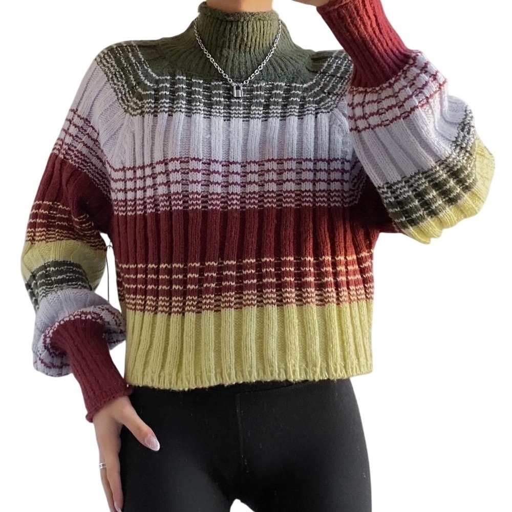 BDG‎ by Urban Outfitters Striped Mock Neck Cropped Sweater – Size Small